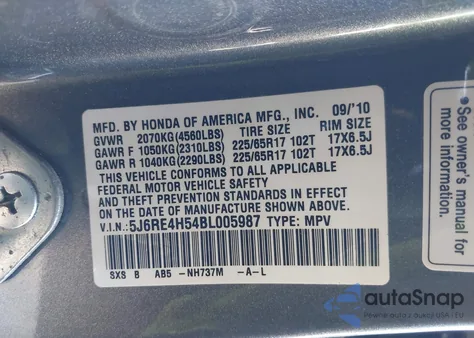 2011 Honda Cr-V Ex из США, поврежденный, VIN 5J6RE4H54BL005987